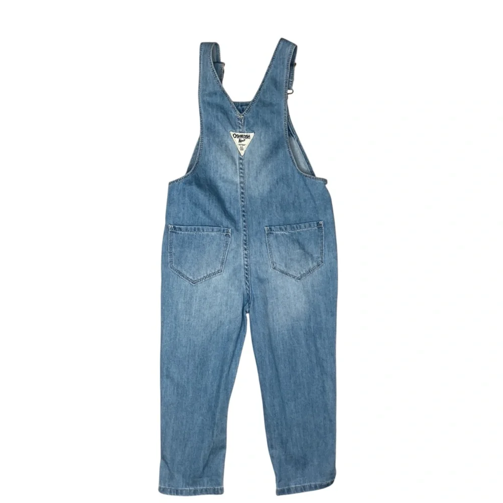 OshKosh B'gosh Vestback Patchwork Bib Toddler Denim Overalls Blue Size 2T Casual